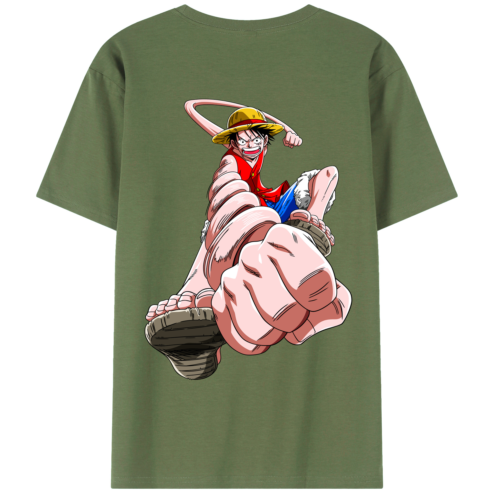 ワンピース モンキー・D・ルフィ ONE PIECE Monkey D. Luffy 綿100％ メンズ半袖Tシャツ（バックプリント） 通気性